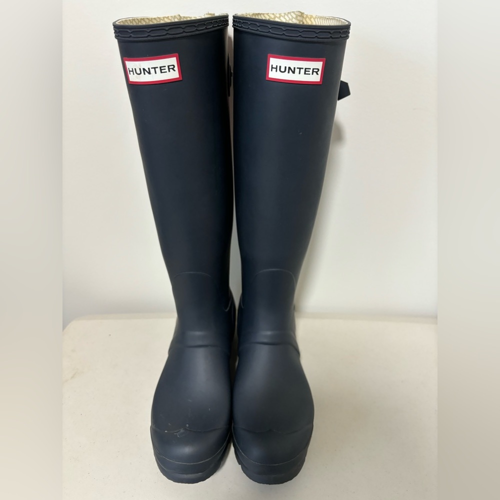 Hunter Navy Original Tall Adjustable Back Boots Women’s Size 7